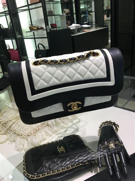 chanel black and white tote|chanel bag black and white.